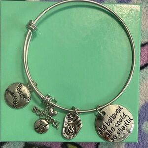 Silver Softball Charm Bracelet